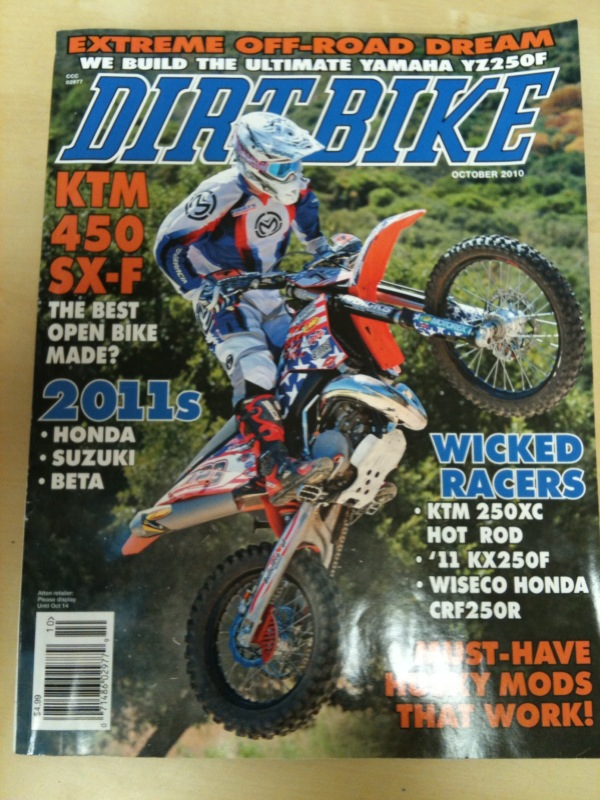 October 2010 Dirtbike Mag Cover Shot